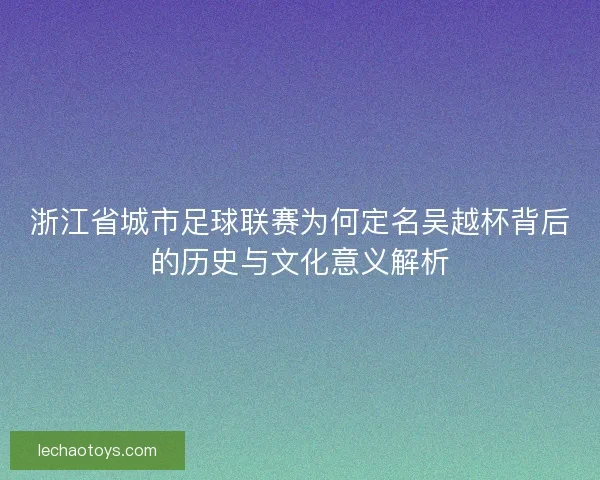 浙江省城市足球联赛为何定名吴越杯背后的历史与文化意义解析